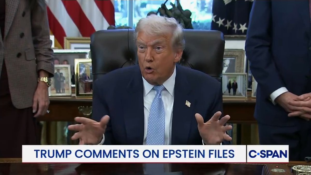 President Trump on signing Epstein bill: "Sure, I would. Let the Senate look at it, let anybody look at it, but don't talk about it too much, because honestly, I don't want to take it away from us. It's really a Democrat problem."