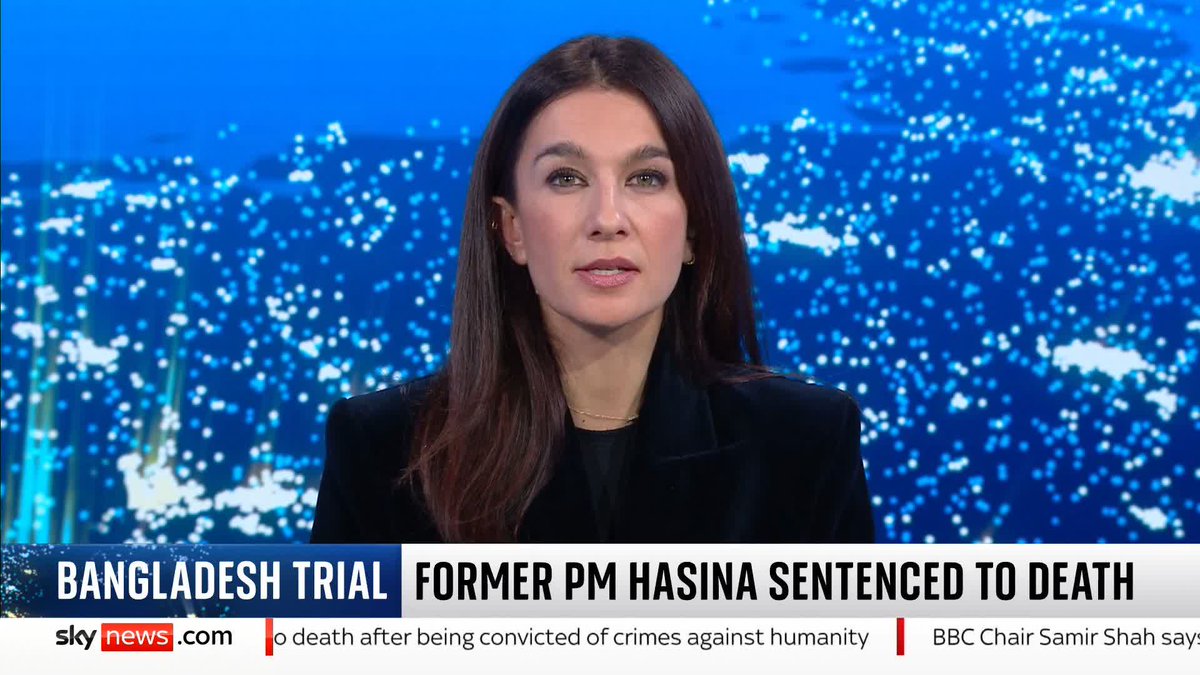 Former Bangladesh PM Sheikh Hasina has been sentenced to death - but her son's told Yalda Hakim that her trial was a 'mockery'. She was found guilty of crimes against humanity for ordering a deadly crackdown on a student-led uprising last year.