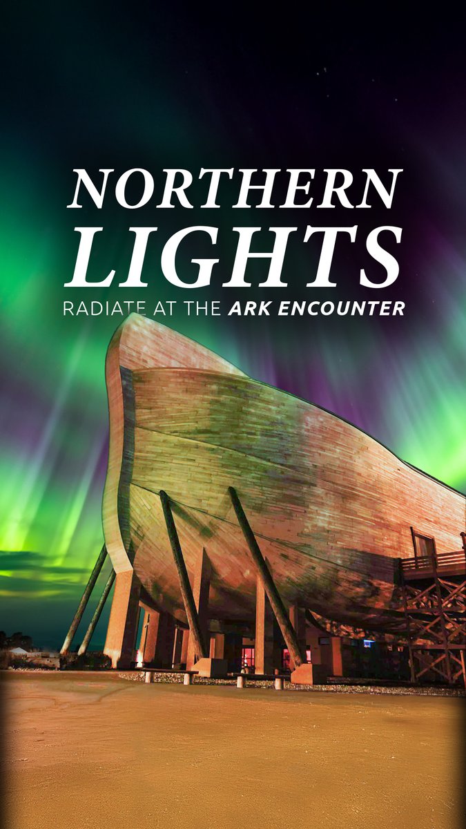 The sky glowed with the colors of the northern lights at the Ark Encounter.