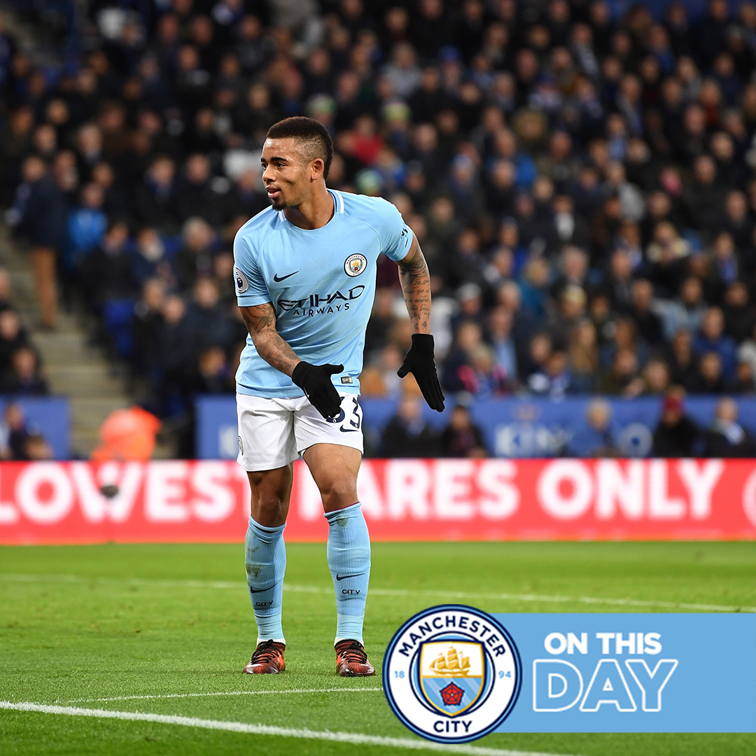 #OnThisDay: Leicester 0-2 #ManCity [2017] ⚽️ [45'] Gabriel Jesus ⚽️ [49'] Kevin De Bruyne