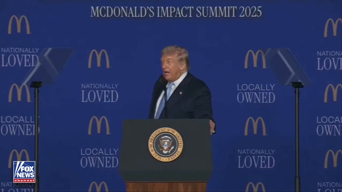 PRESIDENT TRUMP gets warm welcome at McDonald's Impact Summit: "I'm honored to stand before you as the very first former McDonald's fry cook ever to become president of the United States."