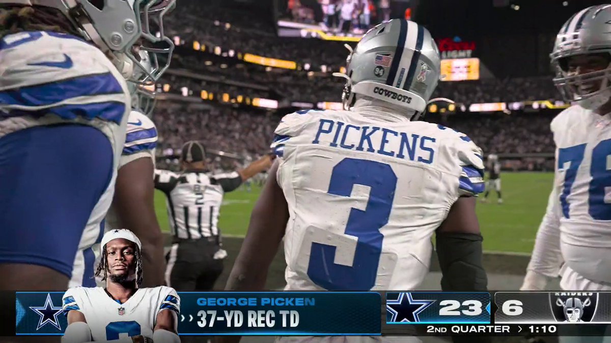 GEORGE PICKENS DUSTED 'EM FOR THE 37-YD TD 💨 Watch Cowboys-Raiders on ABC, ESPN and the ESPN App