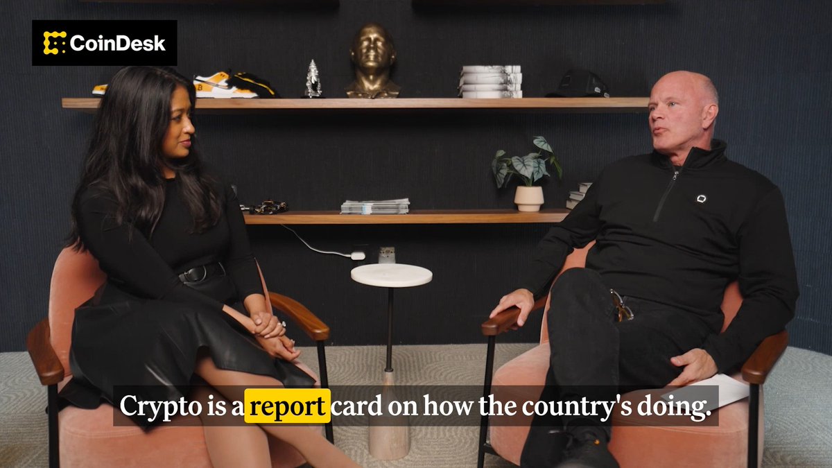 ⚠️ If Bitcoin went from $100K to $1M in five months, 'something really bad happened... people lose their livelihoods.' Galaxy CEO, Mike Novogratz (Mike Novogratz) warns that crypto acts as a report card on how the country's doing. Thank you Figure Markets 🫵 for being a sponsor of CoinDesk Media Network.