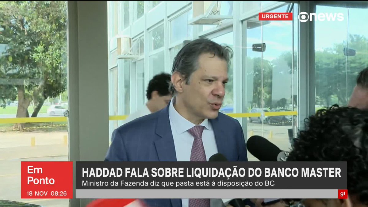 "Tenho certeza que, pra ter chegado a esse ponto, todo esse processo deve estar muito robusto", disse o ministro da Fazenda, Fernando Haddad, sobre o Banco Master. #GloboNewsEmPonto ➡Assista à #GloboNews: