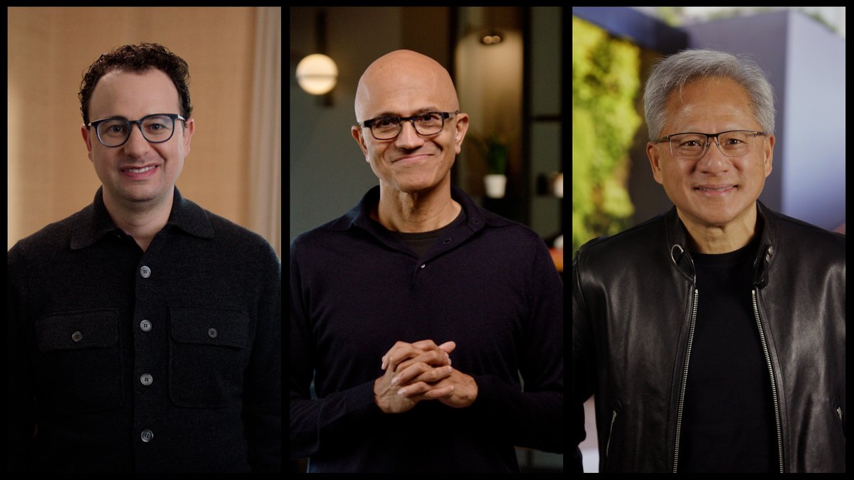 Dario Amodei (Anthropic), Satya Nadella (Microsoft), and Jensen Huang (NVIDIA) discuss our new partnership: