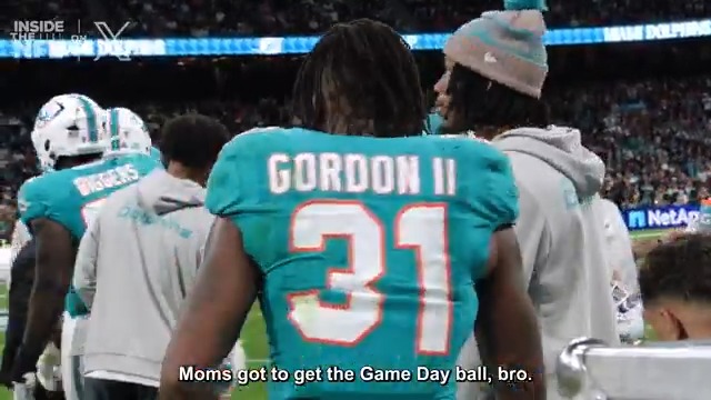Had to secure the game ball for mom ๐งก Miami Dolphins | Ollie Gordon