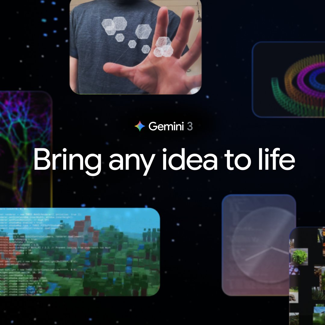 This is Gemini 3: our most intelligent model that helps you learn, build and plan anything. It comes with state-of-the-art reasoning capabilities, world-leading multimodal understanding, and enables new agentic coding experiences. 🧵