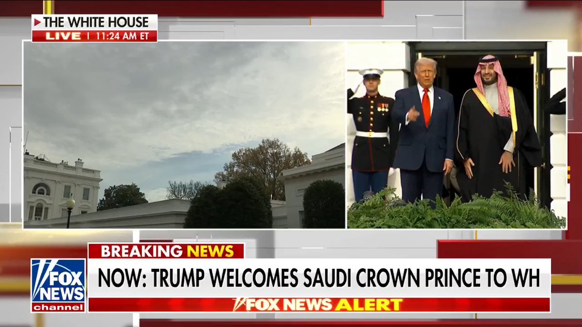 WATCH: U.S. military jets soar over the White House in a ceremonial flyover as President Trump greets the Saudi Crown Prince.