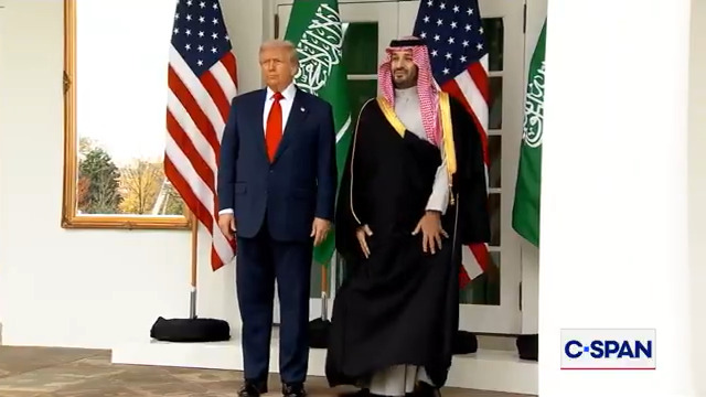 President Trump and Mohammed bin Salman Al Saud, the crown prince of Saudi Arabia, walk to the Oval Office.