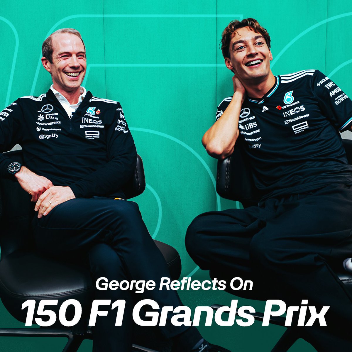 A special trip along Formula 1 career memory lane 💙 Sitting down with George and race engineer Marcus to look back on all the key moments of GR's journey so far, as he prepares for his 150th race start in Vegas this weekend 👏