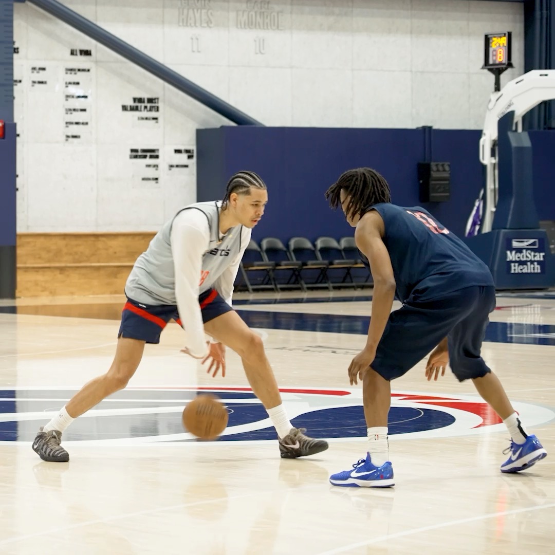 Not Ky talkin’ to Bilal in French mid-drill 😭🎤 #ForTheDistrict | Caesars Sportsbook