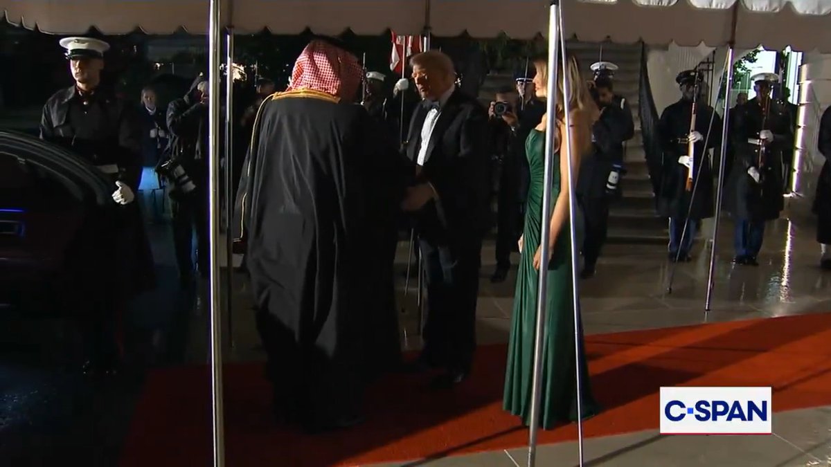 President Trump welcomes Saudi Crown Prince back to White House for dinner.