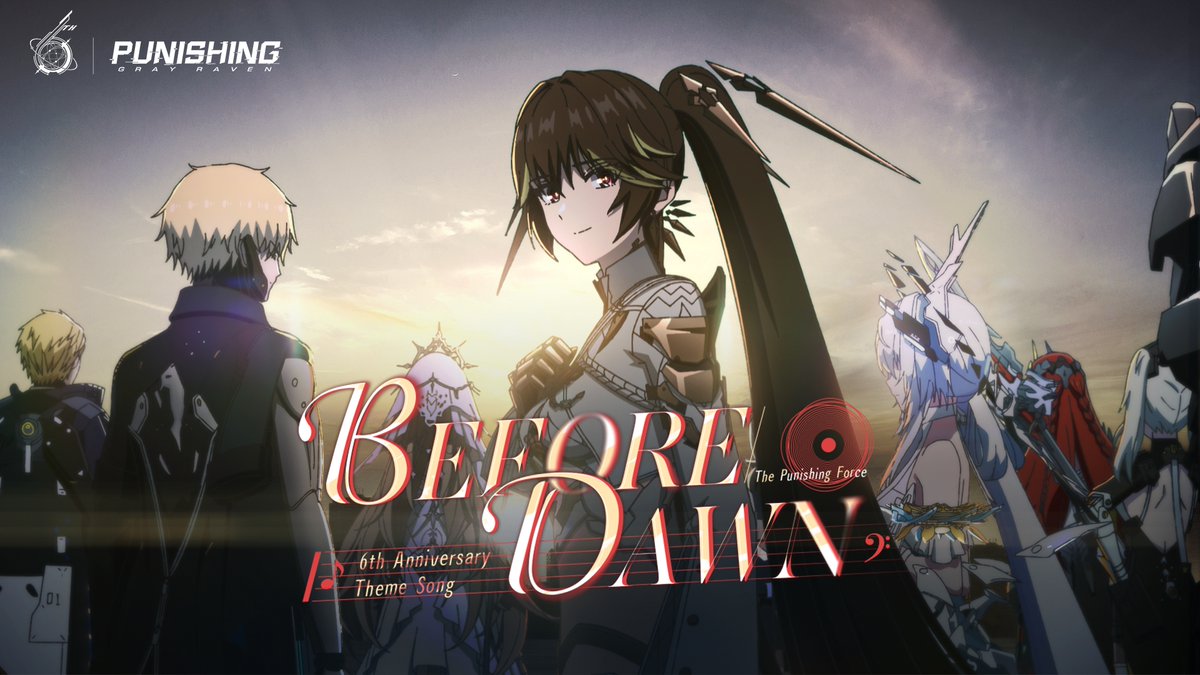 [Punishing: Gray Raven | 6th Anniversary Theme Song - Before Dawn] Bright stars across the long dark, as if torchlight for our faith. Tireless hands of fate's pocketwatch, brushing the knots of our crossed paths. And the hope we chase side by side—will surely be in our grasp.