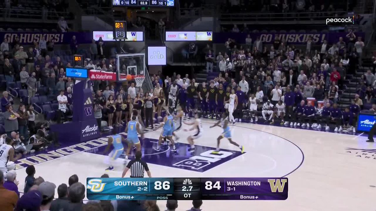 Quimari Peterson sends this one to 2-OT 😮 Washington Men's Basketball 📺: Peacock