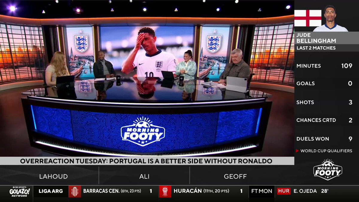 “They look better with Gonçalo Ramos." "[Cristiano Ronaldo] can’t press. He doesn’t have the legs.” Hannah Cash, Michael Lahoud, Ali Riley and Geoff Shreeves debate CR7's place within the Portugal squad 🇵🇹
