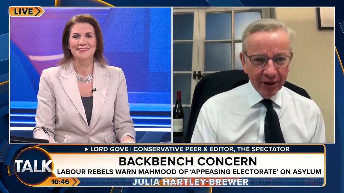 🚨 Michael Gove says Shabana Mahmood "is the Julia Hartley-Brewer of the Labour Party". Lord Gove: "She's the woman everyone has to listen to and is scared to take on in an argument." JHB: "Shame you didn't listen to me on COVID, Michael." Julia Hartley-Brewer