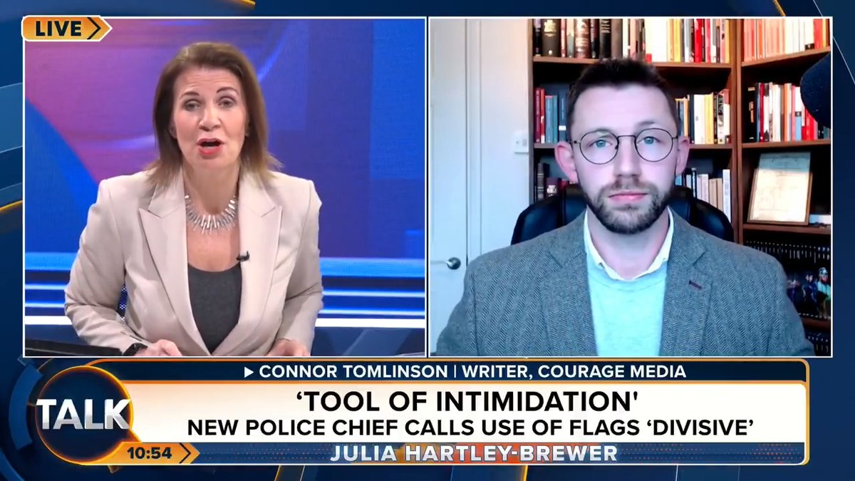 🚨 "Britain is the only country in the world that has anyone ashamed of our flag, like police chiefs and ministers." Julia Hartley-Brewer reacts to the news that a police chief has said St George's flags are "tools of division" being used to spread fear. Julia Hartley-Brewer