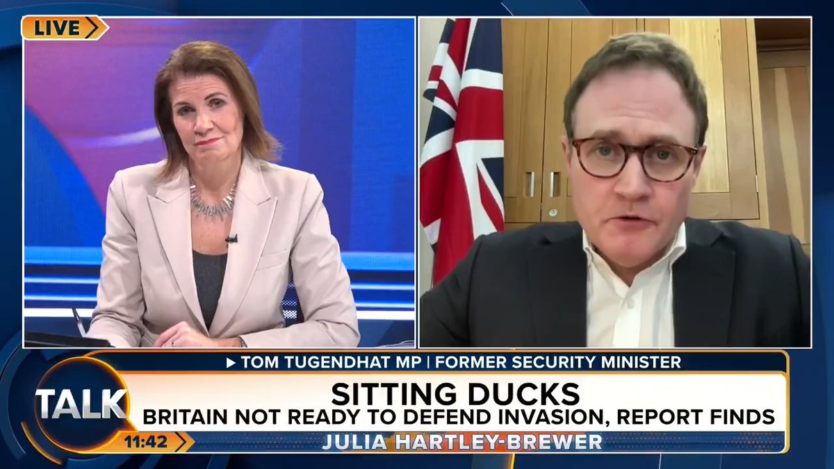 🚨 Tom Tugendhat MP says people "don't understand just how broke" Britain is. "Look at our welfare and pension system. We are massively overspending. We owe about £13 trillion in debt." Julia Hartley-Brewer