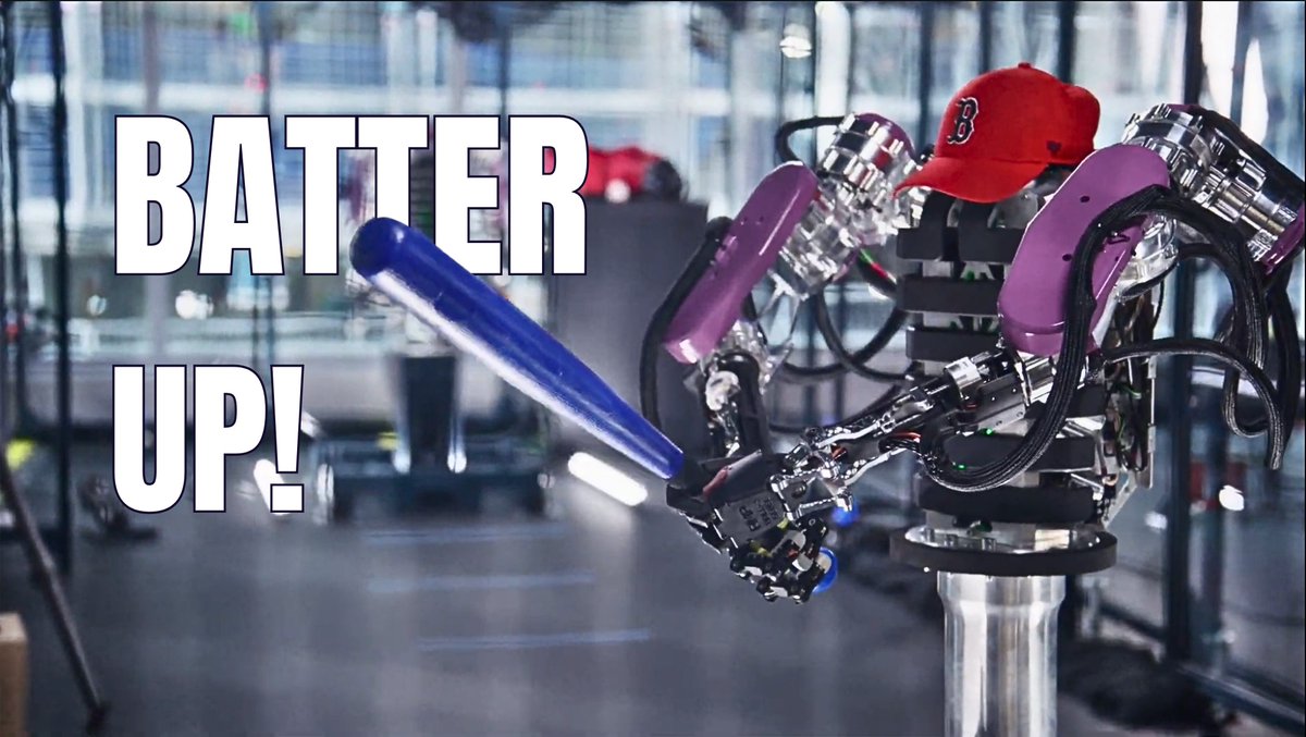 Dynamic manipulation steps up to the plate! This is a first look at a low-impedance platform designed to study how robots manipulate objects. In this demo, two robots play catch and practice batting, even teaming up with humans. The robots are capable of throwing 70mph [112 kph] and can catch and bat at short distances (23ft [7m]) :