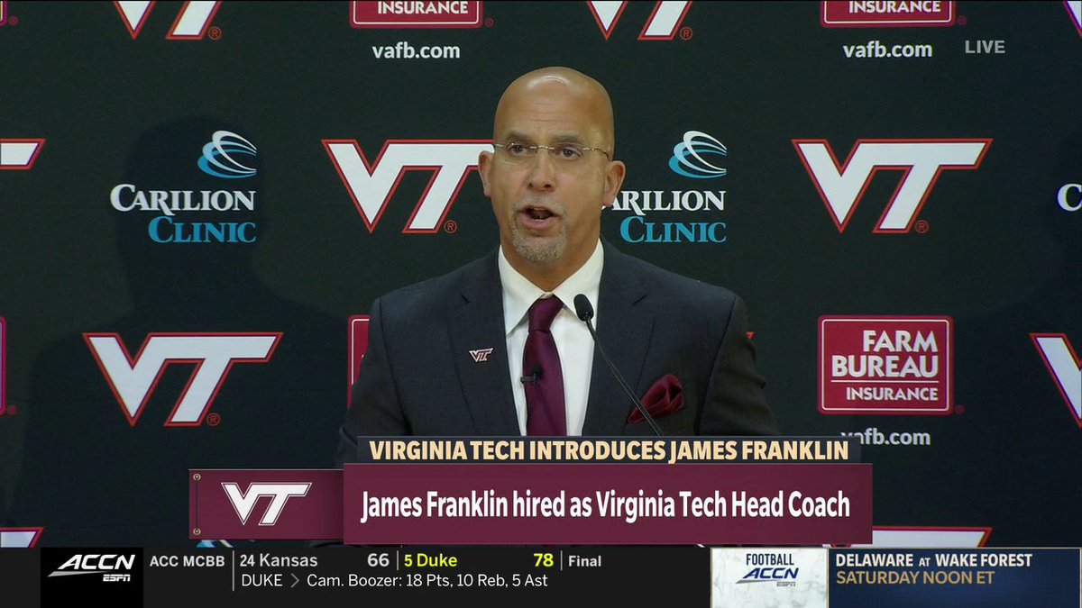 James Franklin has arrived in Blacksburg 👏 Virginia Tech Football