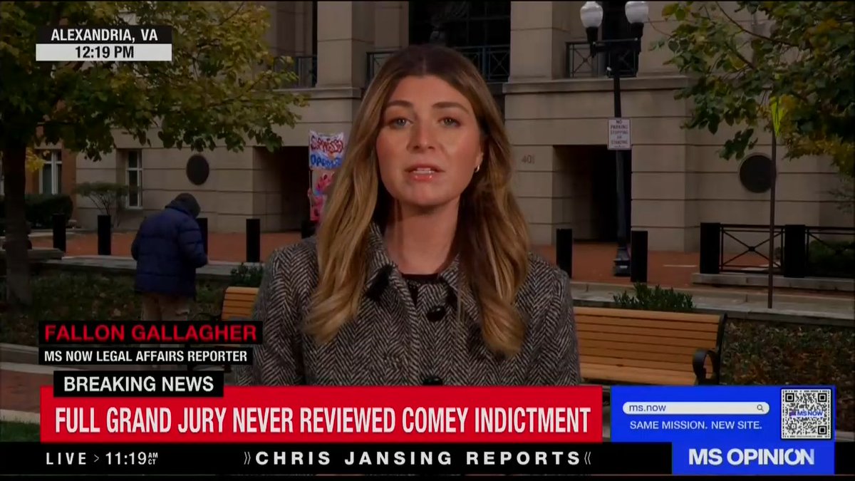 Reporter: This indictment charged against James Comey was never actually presented to the full grand jury. The original indictment that Lindsey Halligan presented was 3 counts. That grand jury felt that there was not enough evidence to charge Comey on one of the counts. Halligan reprinted a new version of the indictment, and instead of re-presenting it to the full grand jury, she just had the foreperson sign it. This is a major procedural mishap because the indictment against him could be seen as invalidated.