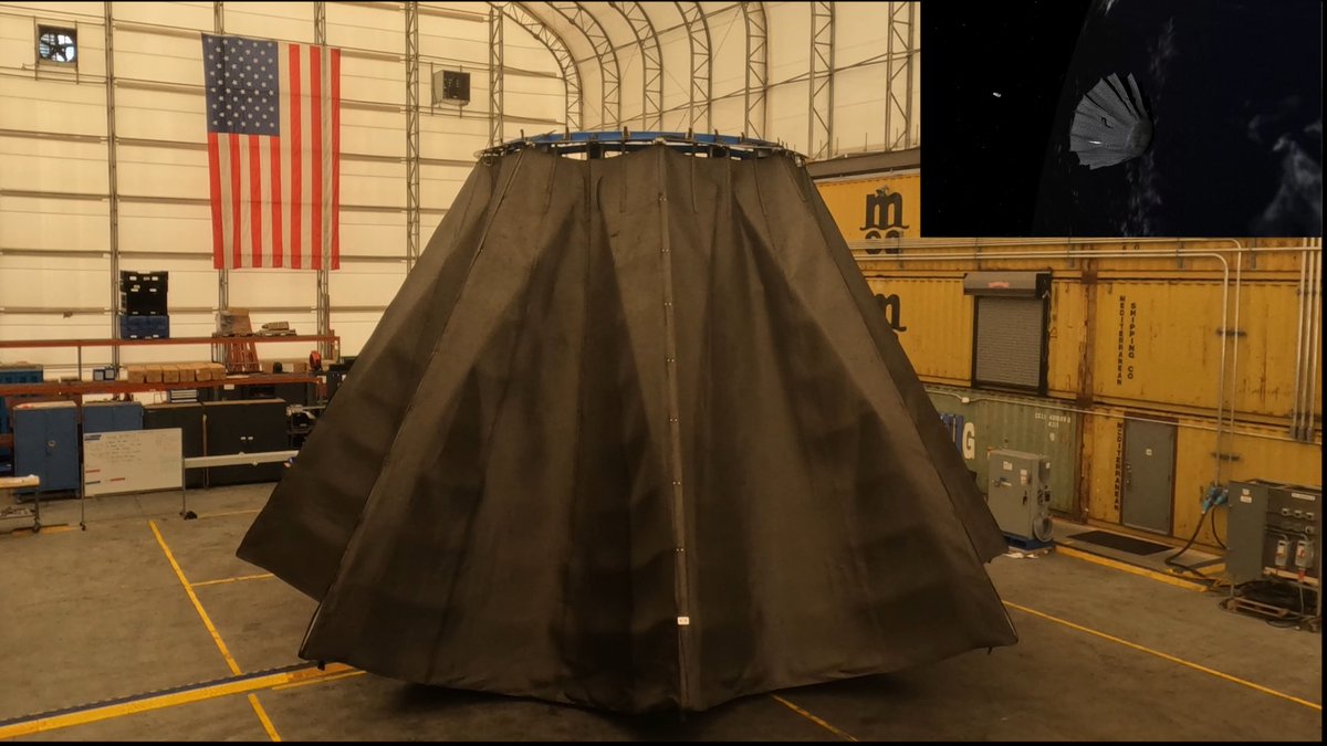 We've built a full-scale deployable aerobrake unit showcasing technology that uses planetary atmospheres to slow spacecraft, saving significant mass and cost and enabling heavy cargo delivery from the Moon, to Mars, and point-to-point missions on Earth. Lighter and larger than conventional aeroshells, it deploys in space and stows for launch, making it easily configurable to many different vehicles.