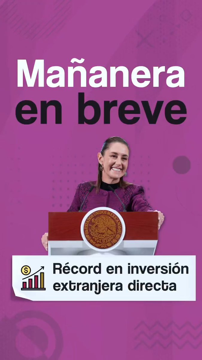 La #MañaneraEnBreve de la presidenta Claudia Sheinbaum Pardo: 💰 Récord en inversión extranjera directa en México. 🖥 Centro Mexicano de Supercómputo. 🇲🇽 Siete años de transformación.
