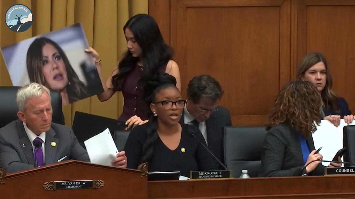 U.S. Rep. Jasmine Crockett (D-TX) brings up ProPublica reporting on DHS Secretary Kristi Noem secretly funneling hundreds of millions of taxpayer dollars to a consulting firm that helped her during her 2022 South Dakota gubernatorial campaign. "This is what corruption looks like. They're stealing money from the American people's pockets and depositing it into their bank accounts."