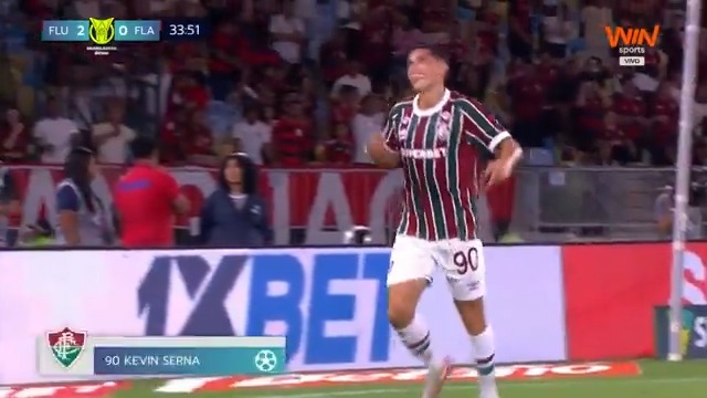 🇨🇴 GOOOL de Kevin Serna. El colombiano marcó el 2-0 de #Fluminense ante #Flamengo, al 33’ 👀 Es la sexta anotación del extremo en lo que va del Brasileirão