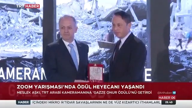 TRT, 28'inci Zoom Uluslararası Haber Görüntüleri Yarışması'na damga vurdu. “Kameramanın Şahitliği: Gazze” temasıyla düzenlenen yarışmanın ödül töreni, 15 Temmuz Demokrasi Müzesi’nde gerçekleştirildi. TRT, 8 kategoride ödüle layık görüldü.