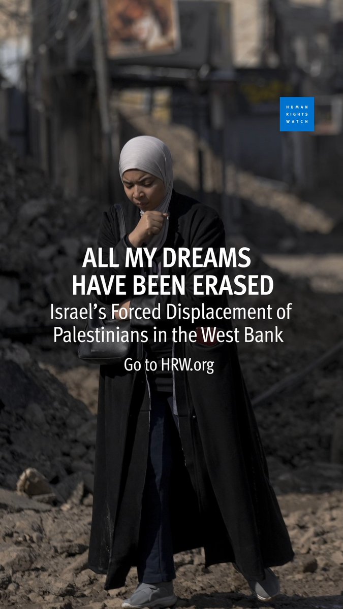 In early 2025, the Israeli military launched an operation that emptied three Palestinian refugee camps. They've blocked their residents from returning and razed many of their homes. In a new report, HRW finds that Israeli forces carried out war crimes, ethnic cleansing and crimes against humanity. Read more: