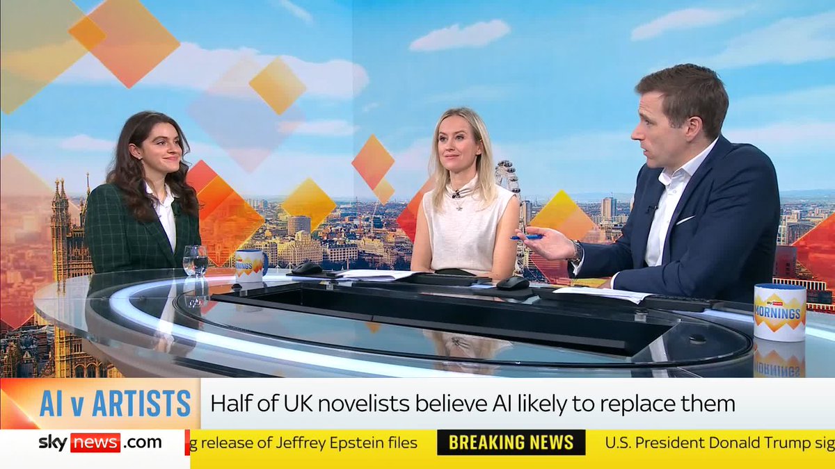 🗣️ '59% of novelists know that their work has been used to train AI models without permission' Sophy Ridge and Wilfred Frost were joined by Clementine Collett to chat about the impact AI could have on novelists ⬇️