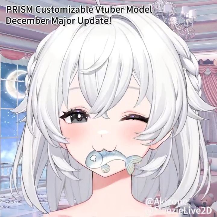 🐟 expression in PRISM Customizable Vtuber Model Dec update! We also included a DIY layer that you can put anything you want in da mouth (stares...)