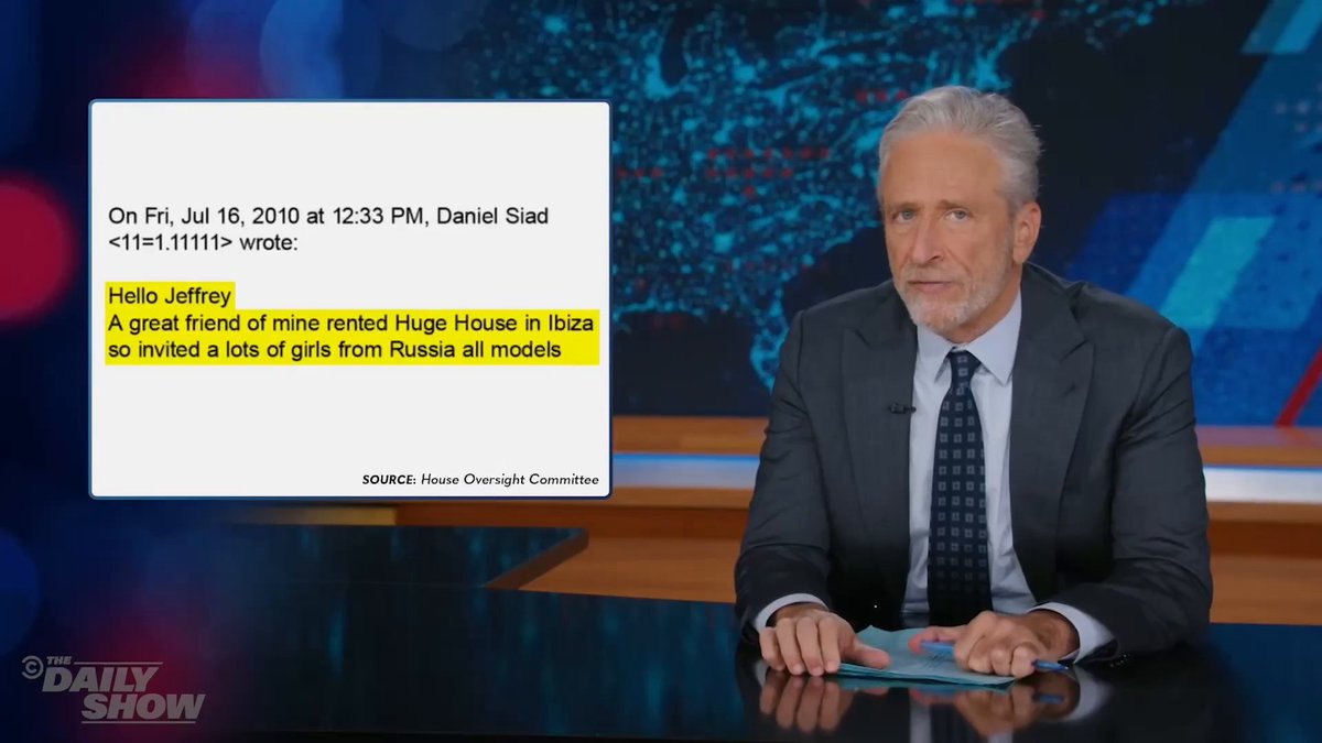 Republicans can't seem to decipher Epstein's emails, so Jon Stewart does it for them