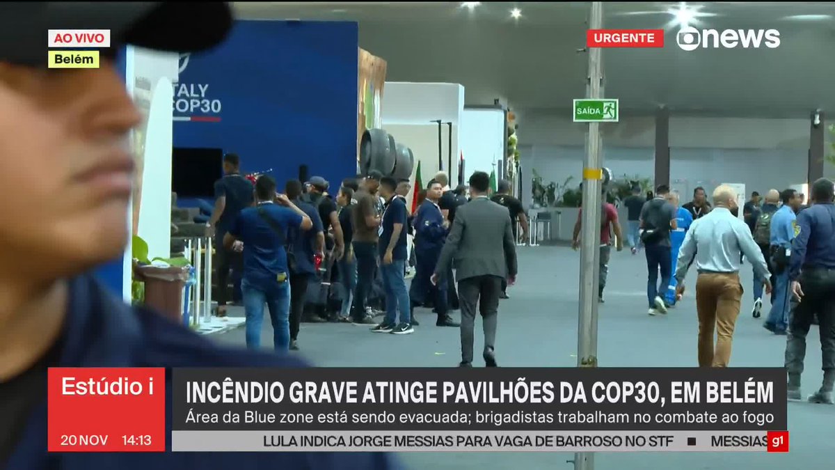 URGENTE: Incêndio grave atinge pavilhões da COP30, em Belém. Área da Blue zone é evacuada. #Estúdioi ➡ Assista à #GloboNews: