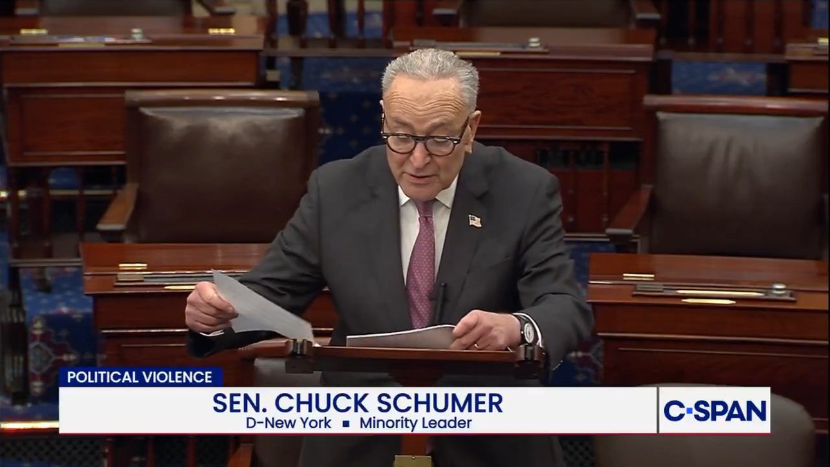 .Chuck Schumer: "The president of the United States is calling for the execution of elected officials. This is an outright threat and it's deadly serious...When Donald Trump uses the language of execution and treason, some of his supporters may very well listen."