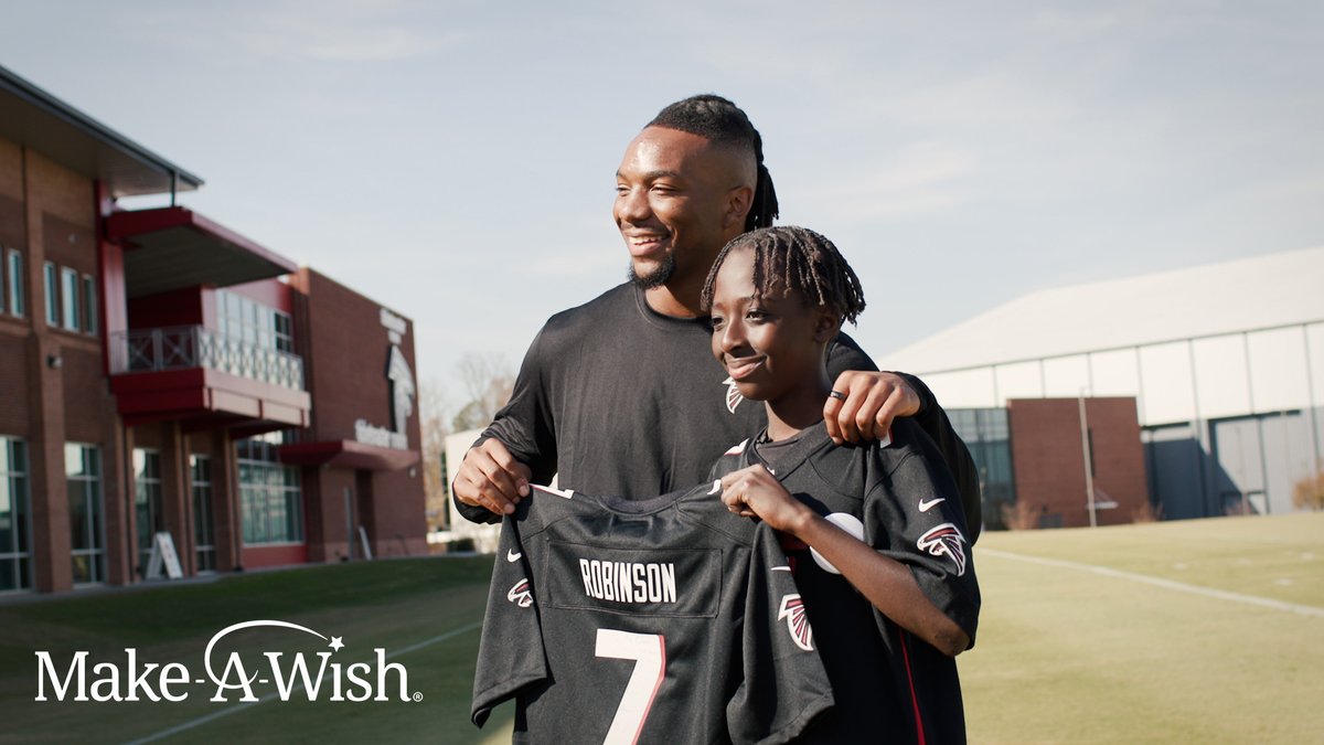 "You just inherited a cousin right here" Bijan Robinson made Jayden Robinson's Make-A-Wish America dreams become a reality this week 🤍