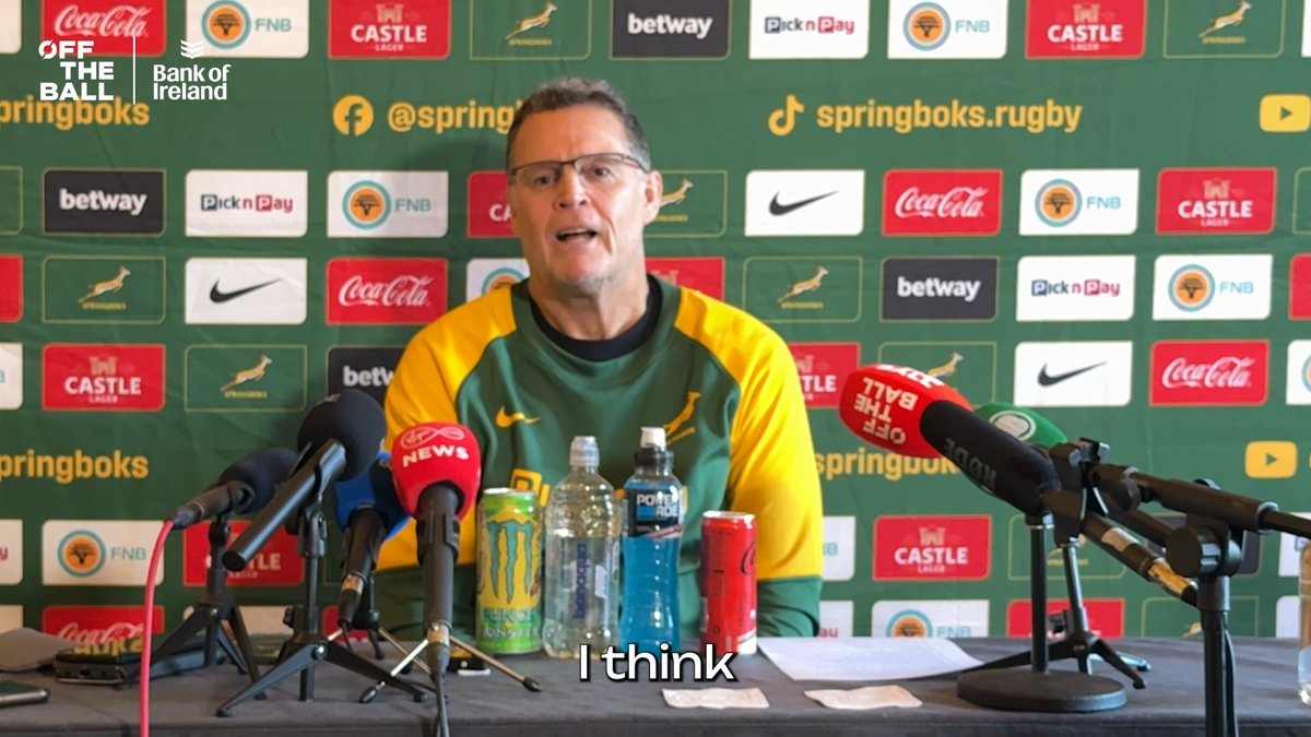 🗣️ 'We don't care if people don't rate us... but when people start questioning how we play the game, the spirit of the game, why we do things...' Springboks head coach Rassie Erasmus responds to questions about whether South Africa feels disrespected by the northern hemisphere. | 🇿🇦 Rugby on Off The Ball with Bank of Ireland | #NeverStopCompeting