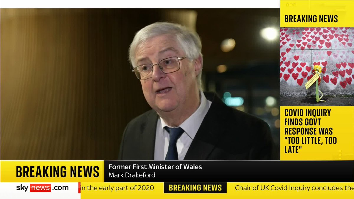 Mark Drakeford, former first minister of Wales, reacts to the findings of the UK COVID-19 Inquiry. He defends the Welsh response to the pandemic, stating that "knowing what we knew at the time, we acted in the best way that we were able". Live updates 🔗
