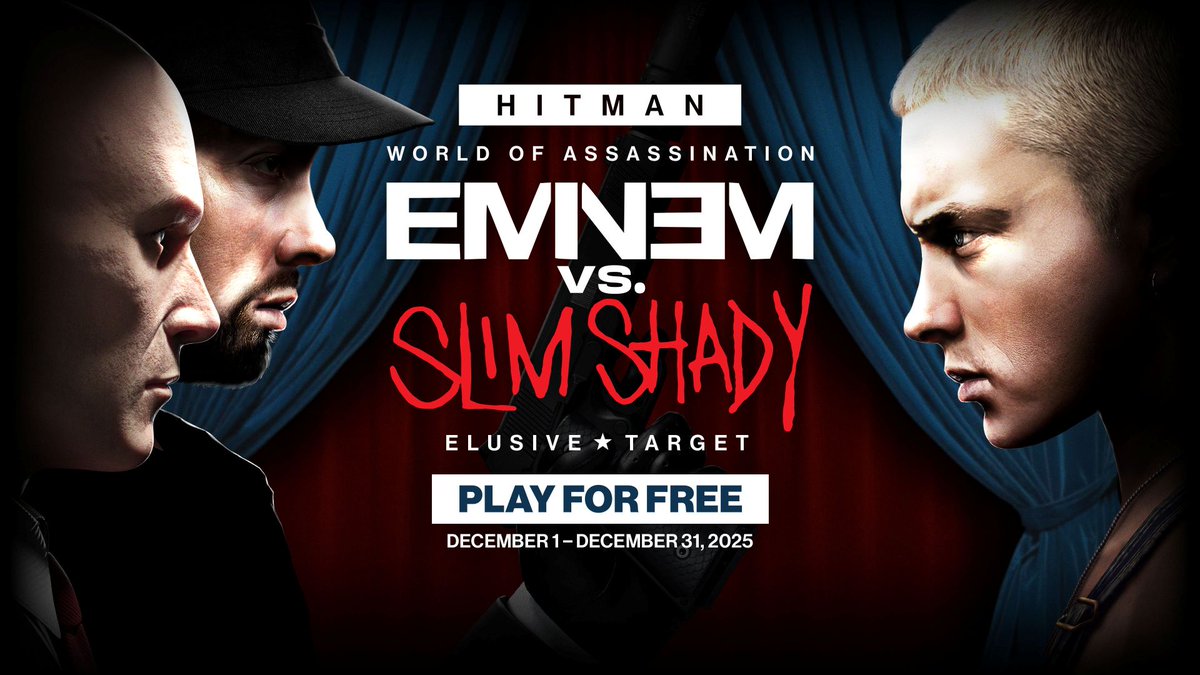 Are you ready to dance with the devil 😈 or are you too scared to hear the beat 🎵? The ultimate face-off is coming to HITMAN World of Assassination - Eminem vs. Slim Shady. 🎯 Marshall Mathers Infiltrate a surreal environment where doctors, patients, and performers blur into one and take down the crazy part of Eminem. Play FREE this December 1-31. Also on Xbox ROG Ally. 𝄃𝄃𝄂𝄂𝄀𝄁𝄃𝄂𝄂𝄃 #HITMAN #Agent47 #Eminem #Slimshady #hiphop #gaming