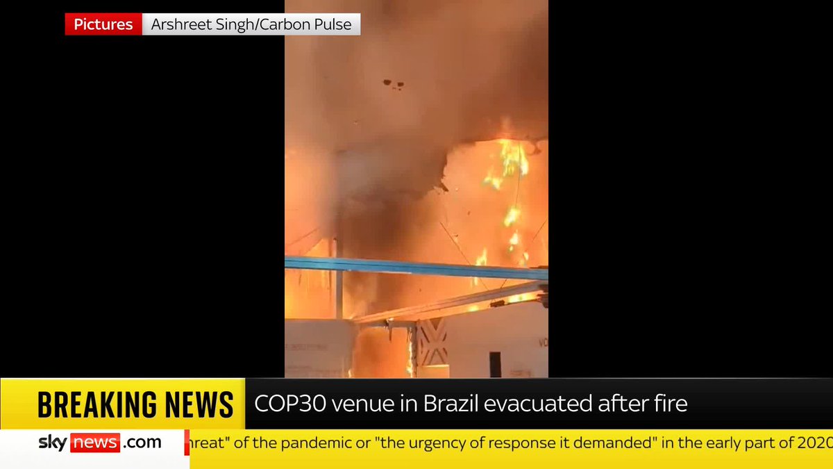 BREAKING: The venue where the COP30 climate summit is being held in Brazil has been evacuated after a fire broke out. Sky's Barbara Serra reports ⬇️ Latest 🔗 📺 Sky 501, Virgin 602, Freeview 233 and YouTube