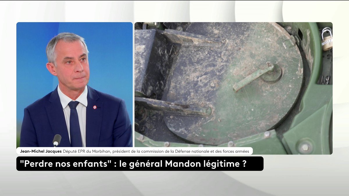 🔴 🗣️ "Pour éviter la guerre, il faut montrer qu'on a des muscles" : le député EPR du Morbihan Jean-Michel JACQUES justifie les propos polémiques du chef d'état-major à propos de la menace russe, qui enjoint à "accepter de perdre nos enfants". Sonia Chironi #ToutEstPolitique #Canal16
