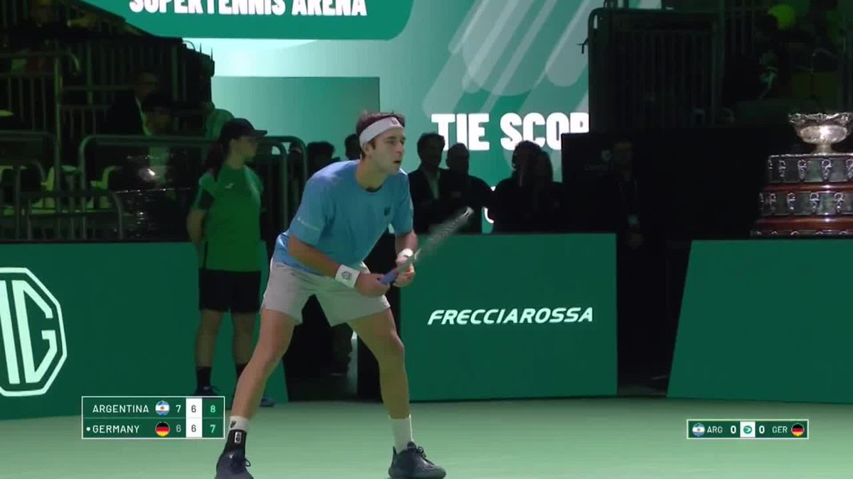 Cabeza, corazon, Argentina! Tomas Etcheverry takes down Struff in two hours and three minutes. #DavisCup