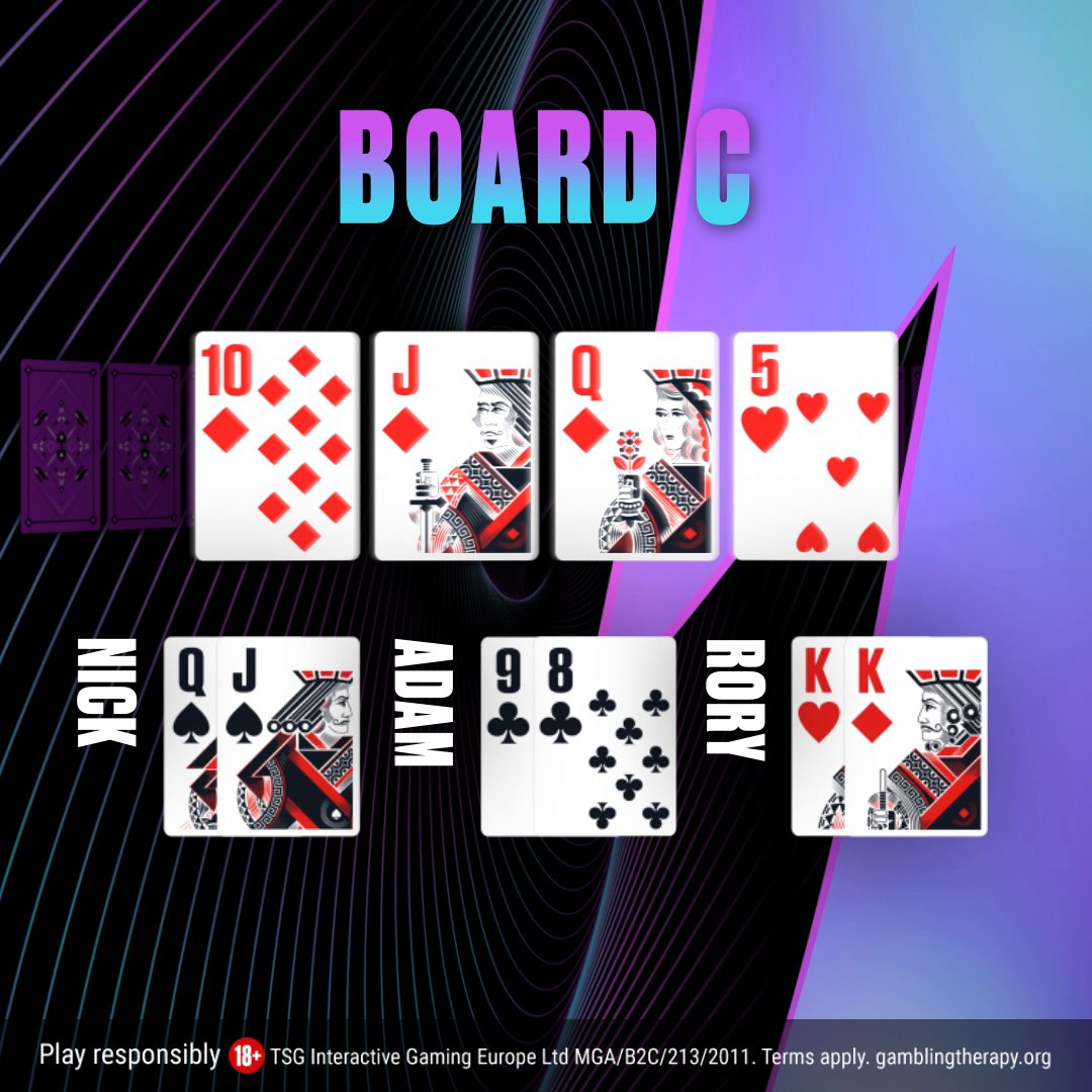 🎟️ $100 of Spin & Go tickets to be won 🎟️ Which of these three boards gives Rory Jennings ⭐ ⭐ the best chance of winning against Nicholas Walsh and Adam McKola? Reply with your answer + [Stars ID] + #SAGCLParis by 18:00 CET, Fri. Ten followers will win 10 x $1 Spin & Go tickets. T&Cs:
