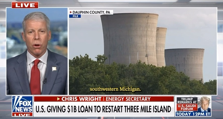 .Secretary Chris Wright surprises news anchor with how quickly President Donald J. Trump is moving on nuclear power: “We have another nuclear power plant we're restarting in southwestern, Michigan...will actually be on early next year.” Host: "That's a fast timeline! I was expecting...like 10 years!"