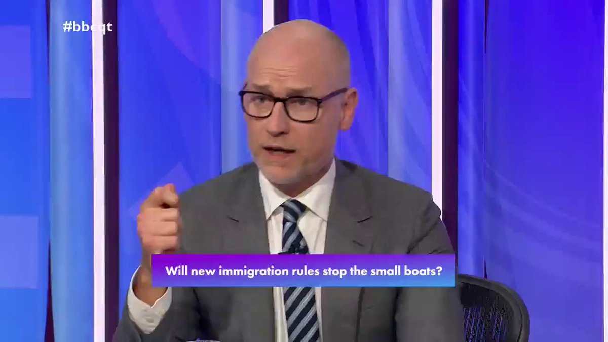 “If you want to build a cohesive and well-integrated society, you have to control your borders” Labour’s Stephen Kinnock says people go on a “journey” from “resentment “ to “hatred” over immigration issues, and says new asylum rules will make society more “cohesive” #bbcqt
