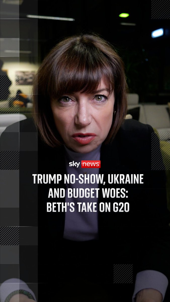Sky's Political Editor Beth Rigby gives her take on the G20 summit in South Africa, including Donald Trump's decision not to attend, the War in Ukraine, and the looming budget in the UK 👇