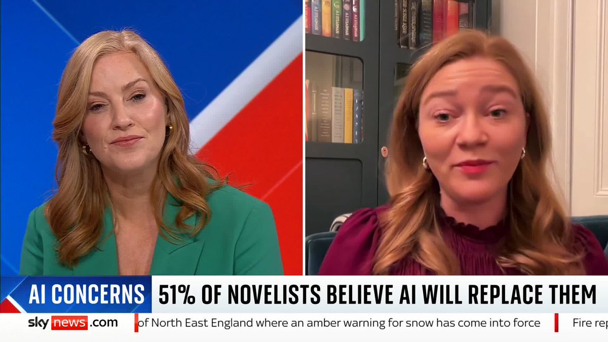 Over half of the UK's published authors say they fear their jobs will be wiped out by AI. Children's author @AnnabelWriter tells @SkySarahJane that her Skandar series has been "fed in" to AI systems without her consent. Latest 🔗 📺 Sky 501 and YouTube