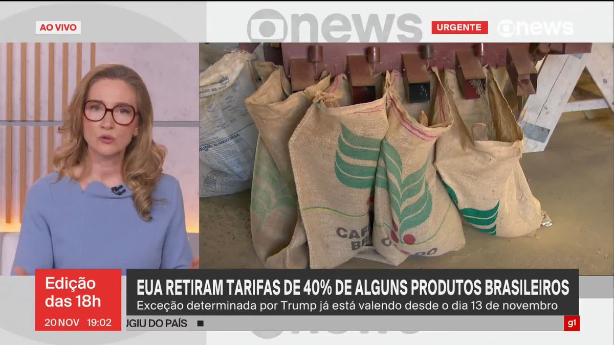 Donald Trump retirou o adicional de 40% das tarifas sobre alguns produtos do Brasil. Ordem executiva assinada pelo presidente dos Estados Unidos fala em “produtos agrícolas”, podendo incluir café e carne. Saiba mais. ➡ Assista ao #Edição18: #GloboNews