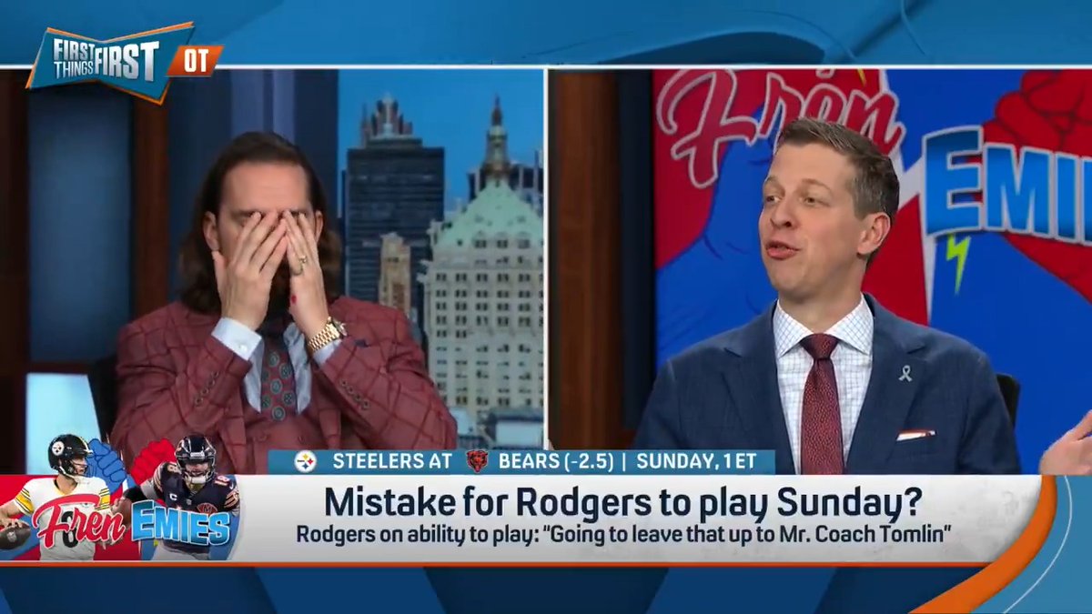 .Danny Parkins: “Neither of these teams are winning the Super Bowl. The theater of Aaron Rodgers playing the Bears as an entertainment product for 3.5 hours is worth him giving it a shot.” nick wright: “This is not the Nutcracker at Lincoln Center.” 😭😭